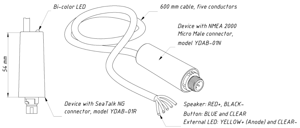 Yacht Devices Alarm Button YDAB-01 Wiring example