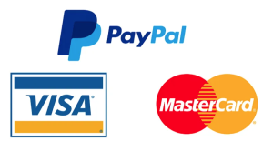 Visa Mastercard and PayPal logos